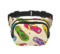 YFSGDLBN Colorful Flip Flops stampato quadrato doppio strato sacchetto di vita quotidiano casuale borsa petto, Nero , Taglia unica