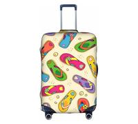 YFSGDLBN Copertura protettiva per bagagli elasticizzata con stampa a infradito colorate, bianco, L