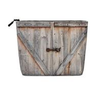 YFSGDLBN Country Barn Wood Door Printed Fake Canapa Makeup Bag Daily Storage Bag Travel Cosmetic Bag, Nero , Taglia unica