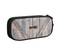 YFSGDLBN Country Barn Wood Door stampato grande capacità matita caso doppio sacchetto di cancelleria portatile, Nero , Taglia unica, Portamonete