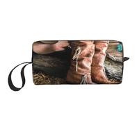 YFSGDLBN Cowgirl Stivali Cappello in Fattoria Stampato Ricevi Borsa Portatile Viaggio Cosmetici Bag Toiletry Bag Storage Bag, bianco, Taglia unica