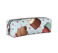 YFSGDLBN Cupcake modello stampato in pelle matita caso portatile cancelleria sacchetto penna caso, bianco, Taglia unica, Portamonete