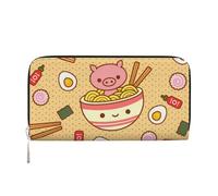YFSGDLBN Delizioso dolce ramen stampato portafoglio in pelle lunga in vera pelle portafoglio portamonete, Nero , Taglia unica