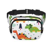 YFSGDLBN Dinosauri variopinti stampati quadrato doppio strato sacchetto della vita quotidiana casuale borsa del petto, Nero , Taglia unica