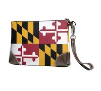 YFSGDLBN Explosion Burst - Pochette in vera pelle, con cerniera, colore: rosso e nero, Bandiera del Maryland, Taglia unica