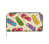 YFSGDLBN Flip Flops colorato ha stampato la borsa lunga della moneta del raccoglitore del cuoio genuino del raccoglitore della mano, Nero , Taglia unica