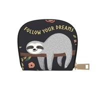 YFSGDLBN Follow Your Dreams - Portamonete con cerniera, in pelle stampata, motivo: bradipo, bianco, Taglia unica