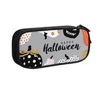 YFSGDLBN Happy-Halloween-Day-Trick-Or-Treat stampato grande capacità astuccio doppio astuccio portatile cancelleria sacchetto, Nero , Taglia unica, Portamonete