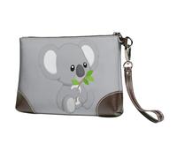 YFSGDLBN Hardwoods - Pochette in vera pelle con stampa mimetica verde, con cerniera, per carte di credito, Koala Mangia Foglia, Taglia unica