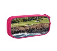 YFSGDLBN Hawaii Beach Golf Course stampato grande capacità matita caso doppio sacchetto di cancelleria portatile, rosa, Taglia unica, Portamonete