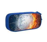 YFSGDLBN Ice and Fire Pallavolo Stampato Grande Capacità Matita Astuccio, Doppio Sacchetto di Cancelleria Portatile, Blu, Taglia unica, Portamonete