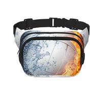 YFSGDLBN Ice and Fire Pallavolo Stampato Quadrato Doppio Strato Marsupio Quotidiano Casual Borsa Petto, Nero , Taglia unica