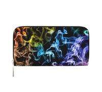 YFSGDLBN Il fumo variopinto ha stampato la borsa lunga della moneta del raccoglitore del cuoio genuino, Nero , Taglia unica