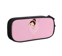 YFSGDLBN Little Ballerina Dancing Girl stampato grande capacità matita caso doppio astuccio portatile cancelleria Pouch, Nero , Taglia unica, Portamonete