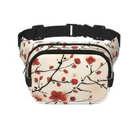 YFSGDLBN Marsupio a doppio strato quadrato con stampa floreale primaverile giapponese prugna borsa da petto casual quotidiano, Nero , Taglia unica