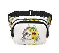 YFSGDLBN Marsupio a doppio strato quadrato stampato con girasole bradipo borsa da petto casual quotidiano, Nero , Taglia unica