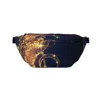 YFSGDLBN Marsupio a tracolla con stampa a forma di nota musicale dorata con stella lucida, Nero , Taglia unica