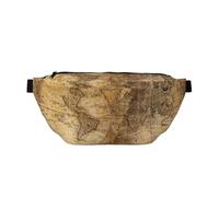 YFSGDLBN Marsupio a tracolla con stampa mappa del mondo, stile casual quotidiano, Nero , Taglia unica