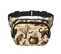 YFSGDLBN Marsupio quadrato a doppio strato stampato cappello da strega borsa da petto casual quotidiano, Nero , Taglia unica