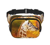 YFSGDLBN Marsupio quadrato a doppio strato stampato giraffa e girasole borsa da petto casual quotidiano, Nero , Taglia unica