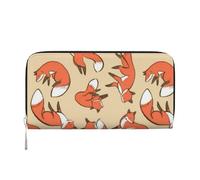 YFSGDLBN Molte volpi hanno stampato la borsa della moneta del raccoglitore del cuoio genuino lungo del raccoglitore della, Nero , Taglia unica