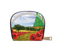 YFSGDLBN Papaveri Campo Giallo Mattoni Strada Stampato Shell Card Bag Zip Card Holder Coin Organizer, bianco, Taglia unica