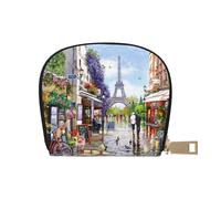 YFSGDLBN Parigi Street Scene Torre Eiffel stampato in pelle Shell Card Bag Zip Card Holder Coin Organizer, bianco, Taglia unica