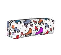 YFSGDLBN Pattini a rotelle Colorato Stampato Astuccio in Pelle Portatile Cancelleria Pouch Pen Case, bianco, Taglia unica, Portamonete