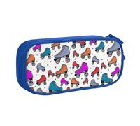 YFSGDLBN Pattini a rotelle colorato stampato grande capacità matita caso doppio sacchetto di cancelleria portatile, Blu, Taglia unica, Portamonete