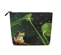 YFSGDLBN Peace Tree Frog - Borsa per trucchi in canapa finta con stampa a forma di rana, borsa per cosmetici da viaggio, Nero , Taglia unica