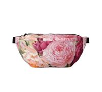 YFSGDLBN Peonia Fiori Fiore Stampato Crossbody Marsupio Daily Casual Borsa Petto, Nero , Taglia unica