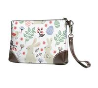 YFSGDLBN Pochette in vera pelle con stampa a fiori bianchi e neri, Fiori Bunnies Birds, Taglia unica