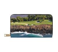 YFSGDLBN Portafoglio lungo in pelle con stampa del campo da golf Hawaii Beach, bianco, Taglia unica