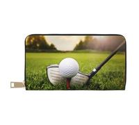 YFSGDLBN Portafoglio lungo in pelle con stampa pallina da golf, pochette con cerniera, bianco, Taglia unica