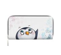 YFSGDLBN Portafoglio lungo in vera pelle con stampa "I Love Penguins", Nero , Taglia unica