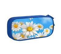 YFSGDLBN Primavera Margherita Fiori Stampato Grande Capacità Matita Astuccio Doppio Astuccio Portatile Cancelleria Pouch, Blu, Taglia unica, Portamonete