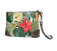 YFSGDLBN Rainbow Colored Gay Pride Cuori Stampato Pochette In Vera Pelle Portafoglio Frizione Zip Card Case, Estate Hawaiian, Taglia unica