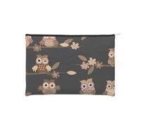 YFSGDLBN Sacchetto cosmetico riutilizzabile della borsa cosmetica stampata dei gufi del fumetto marrone sveglio