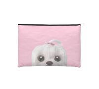 YFSGDLBN Sacchetto cosmetico riutilizzabile della borsa cosmetica stampata del cane maltese adorabile