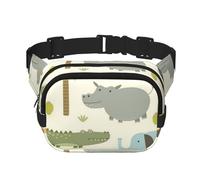 YFSGDLBN Safari Animali Stampato Quadrato Doppio Strato Marsupio Quotidiano Casual Borsa Petto, Nero , Taglia unica