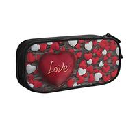 YFSGDLBN San Valentino stampato grande capacità matita caso doppio matita sacchetto di cancelleria portatile, Nero , Taglia unica, Portamonete