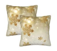 YFSGDLBN Set di 2 federe decorative in seta dorata con stampa natalizia