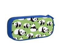 YFSGDLBN Sfondo verde panda stampato grande capacità matita caso doppio sacchetto di cancelleria portatile, Blu, Taglia unica, Portamonete