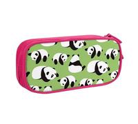 YFSGDLBN Sfondo verde panda stampato grande capacità matita caso doppio sacchetto di cancelleria portatile, rosa, Taglia unica, Portamonete