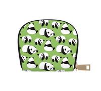 YFSGDLBN Sfondo verde panda stampato in pelle Shell Card Bag Zip Card Holder Coin Organizer, bianco, Taglia unica
