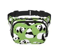 YFSGDLBN Sfondo verde Panda stampato quadrato doppio strato Marsupio quotidiano casual borsa da petto, Nero , Taglia unica
