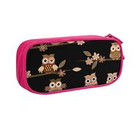 YFSGDLBN Simpatico astuccio marrone con stampa di gufi di grande capacità, astuccio doppio astuccio portatile per cancelleria, rosa, Taglia unica, Portamonete