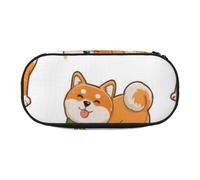 YFSGDLBN Simpatico astuccio per matite con stampa di cane Shiba Inu, astuccio per matite e cancelleria portatile, Nero , Taglia unica, Portamonete