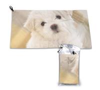 YFSGDLBN Simpatico cucciolo maltese stampato asciugamano ad asciugatura rapida 40,6 x 80 cm asciugamano in microfibra