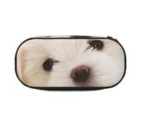 YFSGDLBN Simpatico cucciolo maltese stampato matita astuccio astuccio astuccio portamatite astuccio portatile cancelleria sacchetto, Nero , Taglia unica, Portamonete